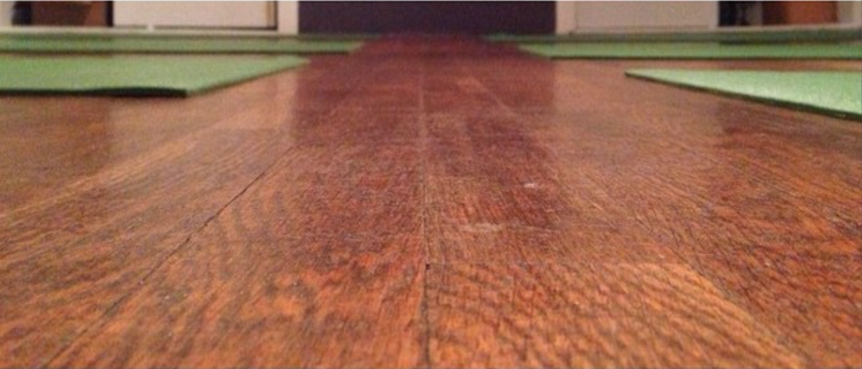 Yoga mats on a wooden floor